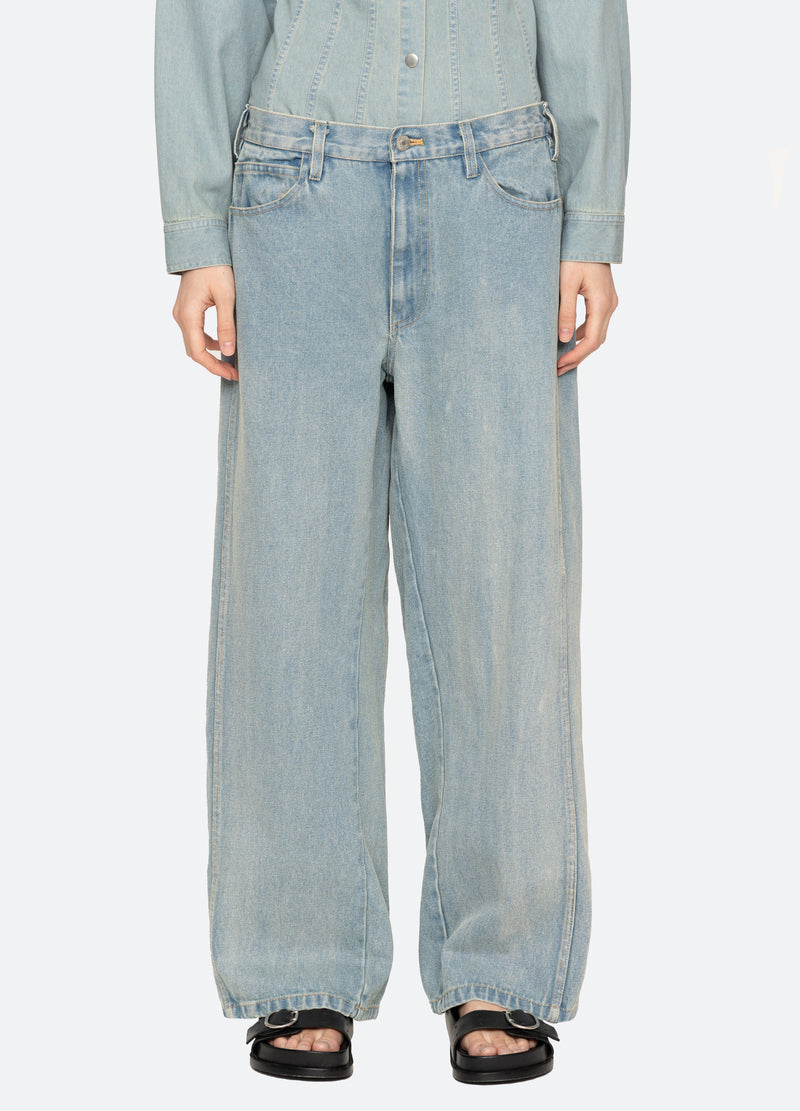 blue-elena pants-front view - 2