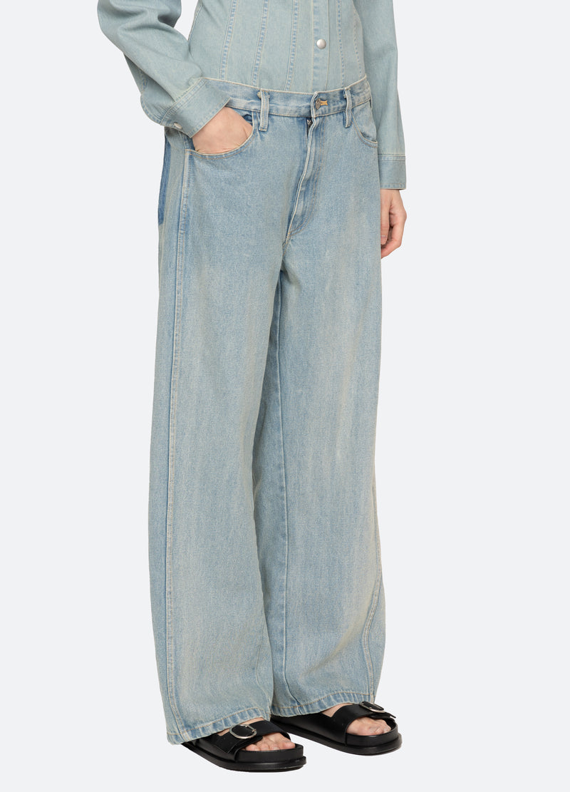 blue-elena pants-three quarter view - 5