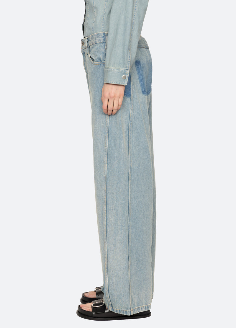 blue-elena pants-side view - 4