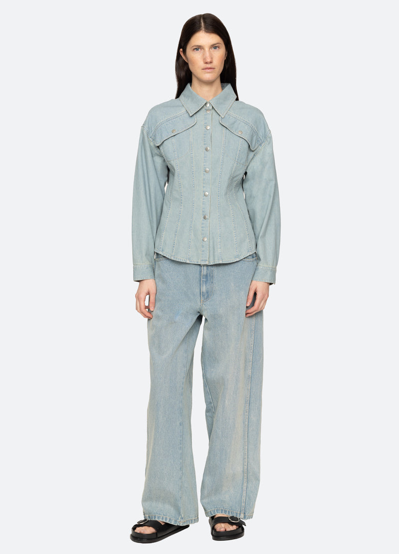 blue-elena pants-full body view - 6