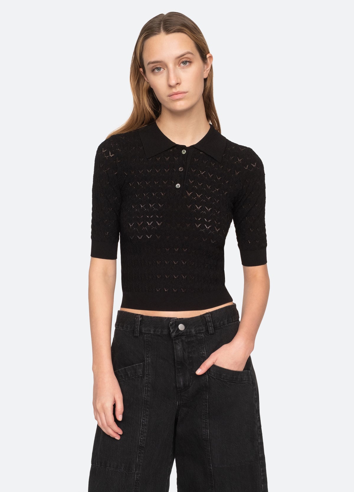 black-rue polo sweater-front view