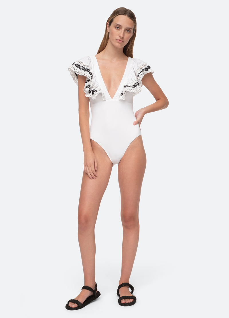 white-katya one piece-front view - 7