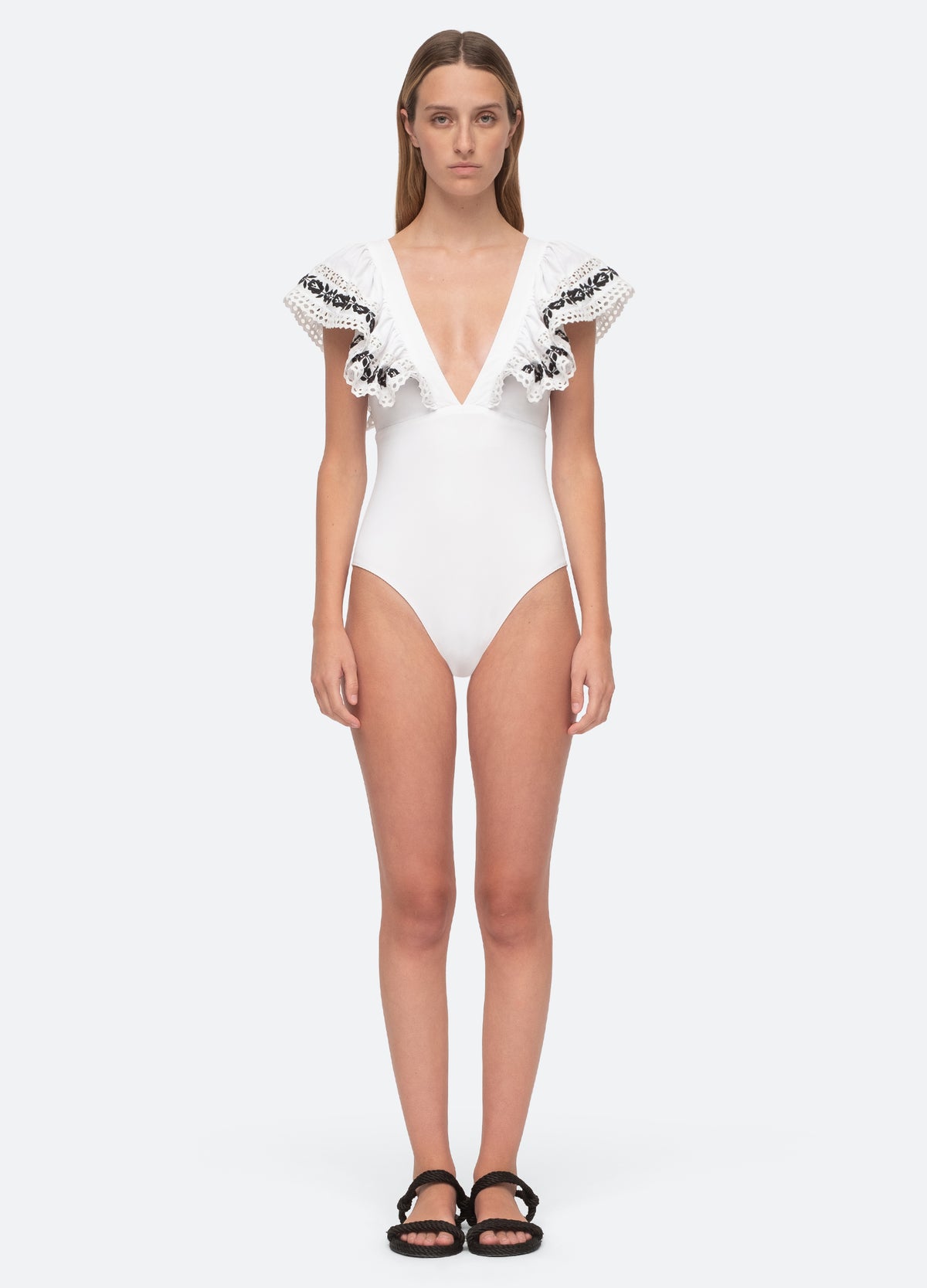 white-katya one piece-front view 2 - 12