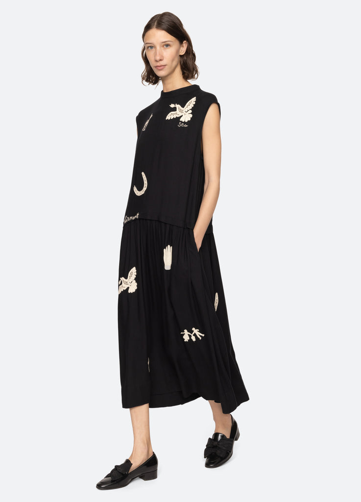 green emerald velvet dress EMBROIDERED LILA DRESS – ALLISON New York main image 0