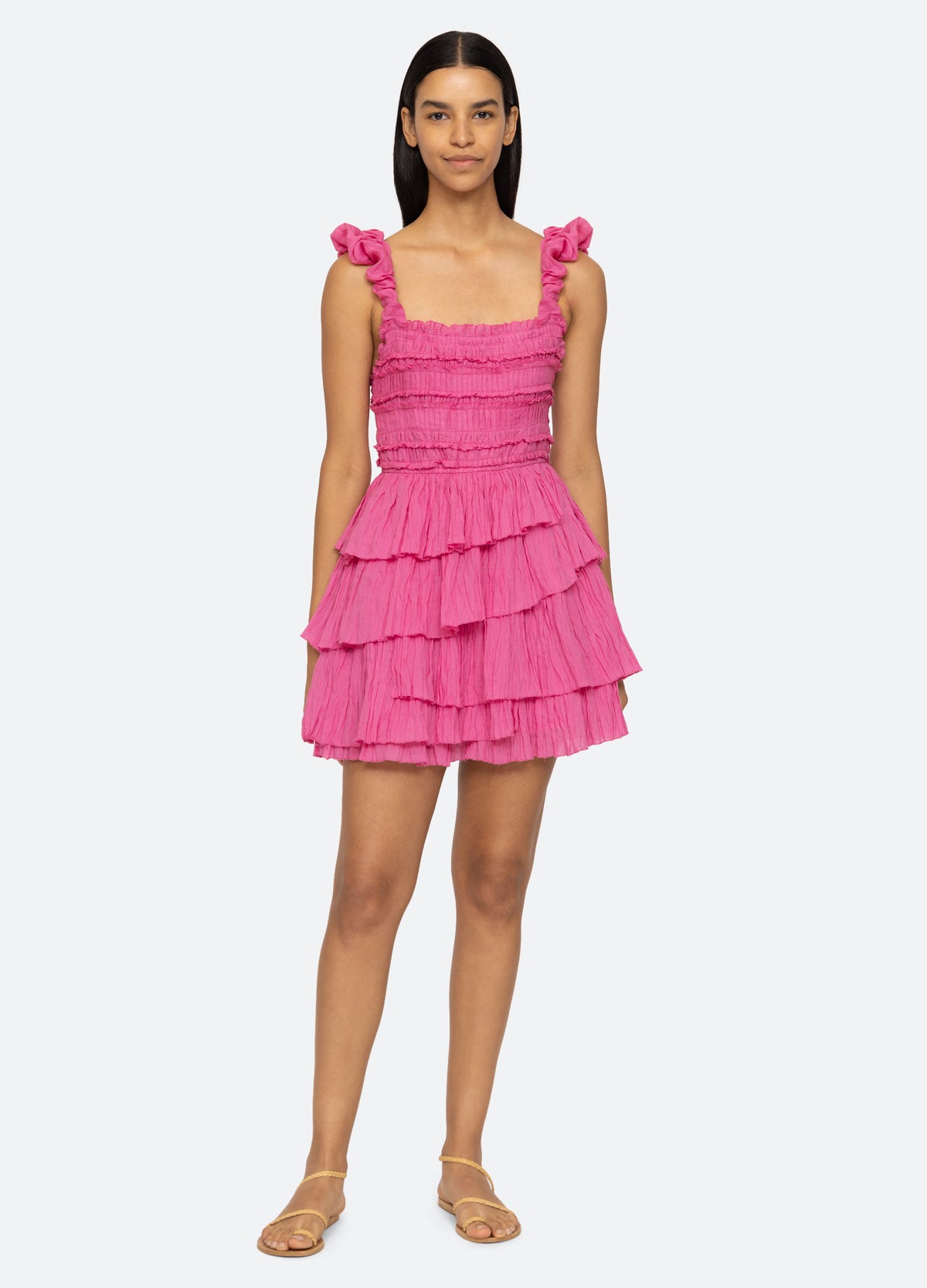 pink-cole tiered dress-front view