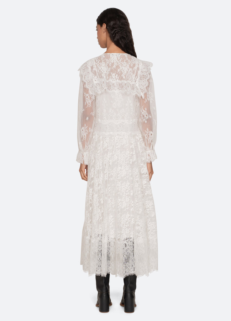 new york and company white lace dress New York & Company Metallic Floral Lattice