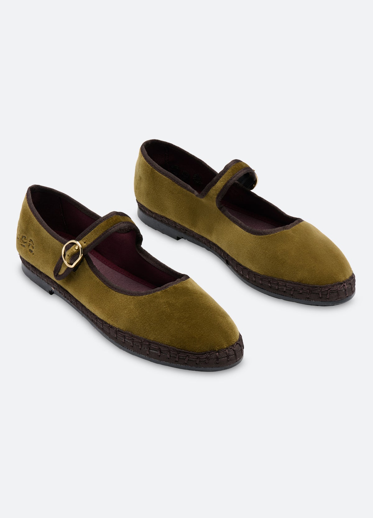 olive-velvet mary jane shoe-three quarter view - 7