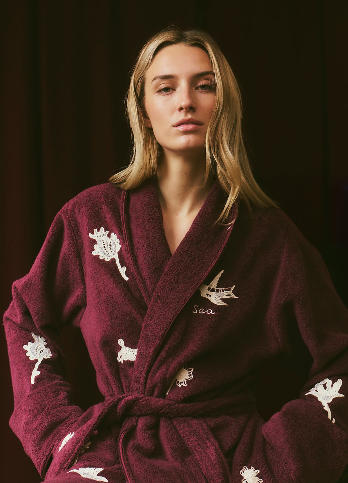 burgundy-mika robe-editorial view - 2