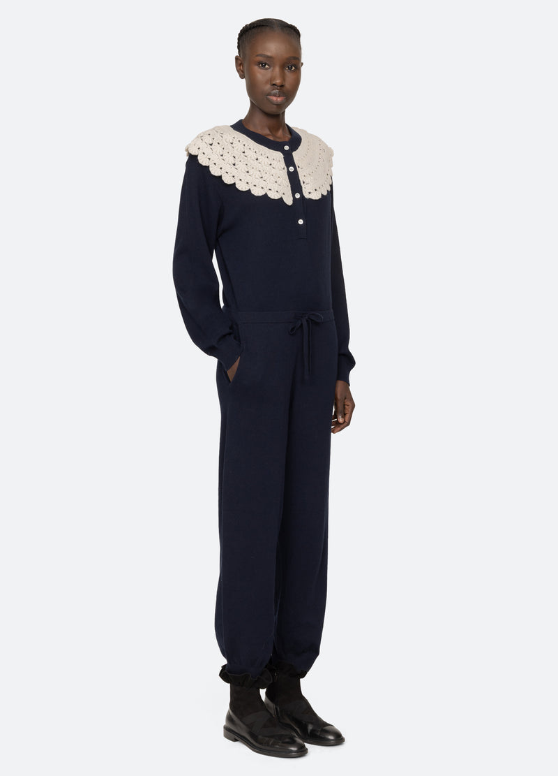 navy-alena jumpsuit-three quarter view - 5