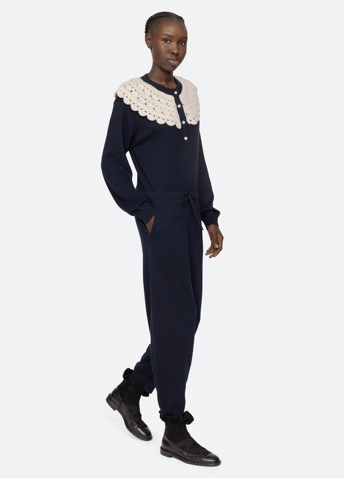 navy-alena jumpsuit-walking view - 6