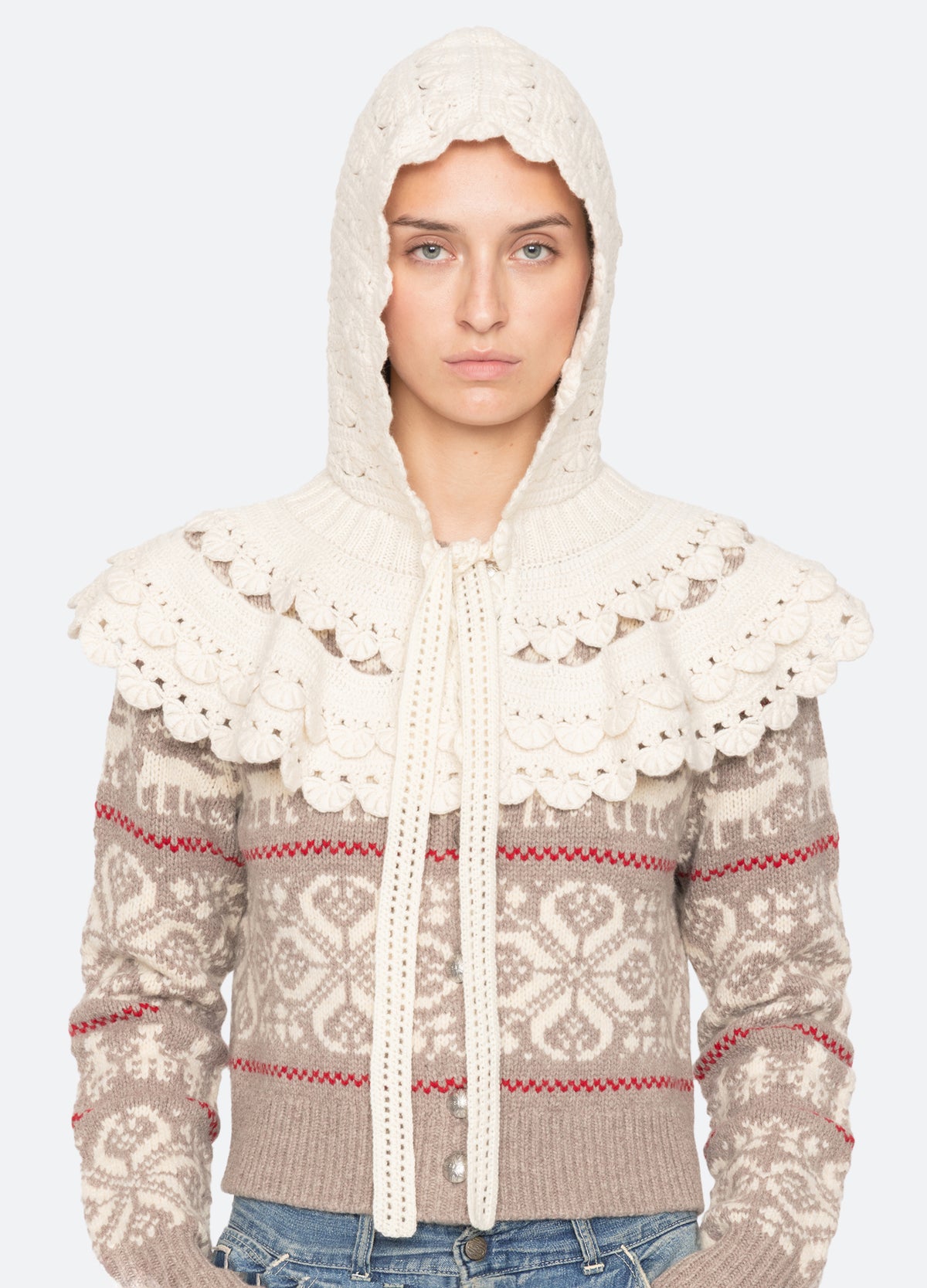 cream-alena balaclava-front view - 5