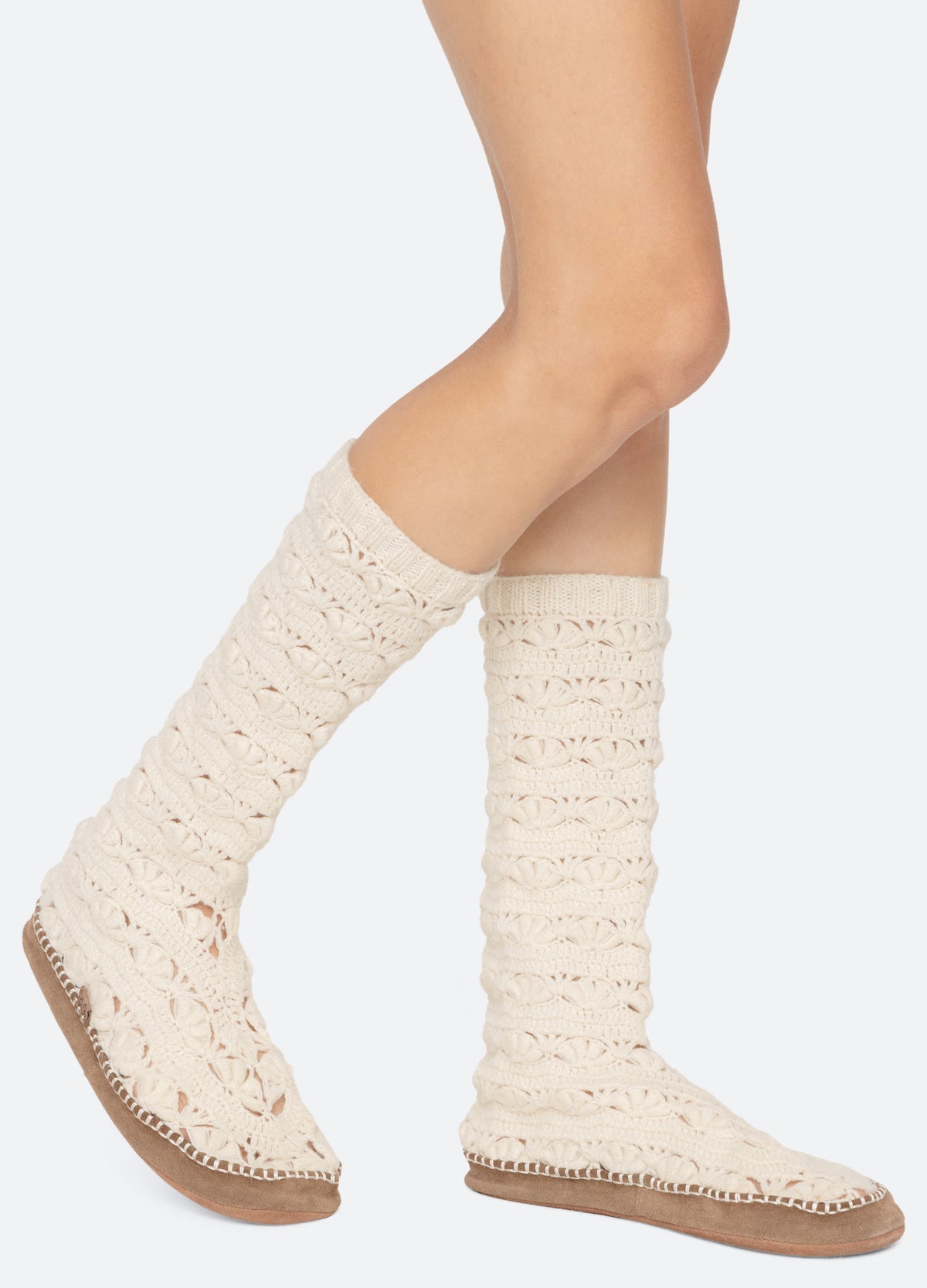 cream-alena slippers-walking view - 6