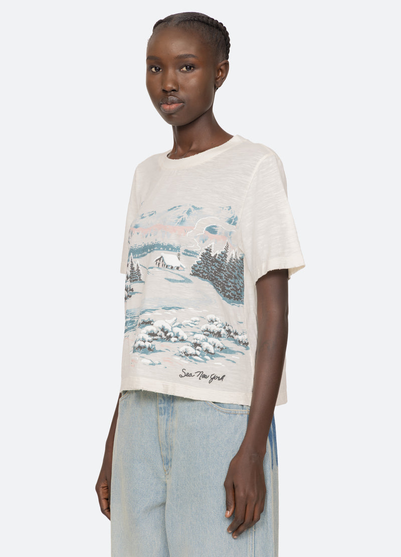 cream-lenore t-shirt-three quarter view 2 - 5