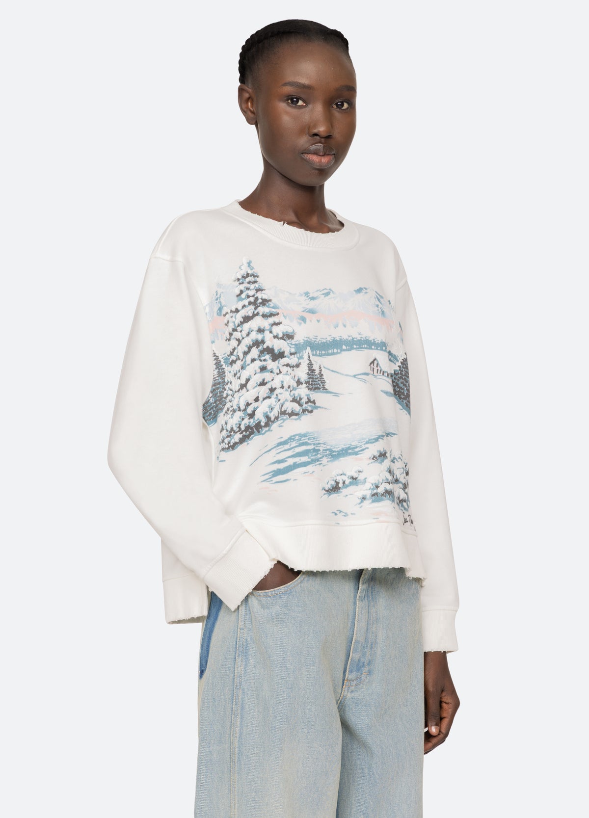 cream-lenore sweatshirt-three quarter view - 5
