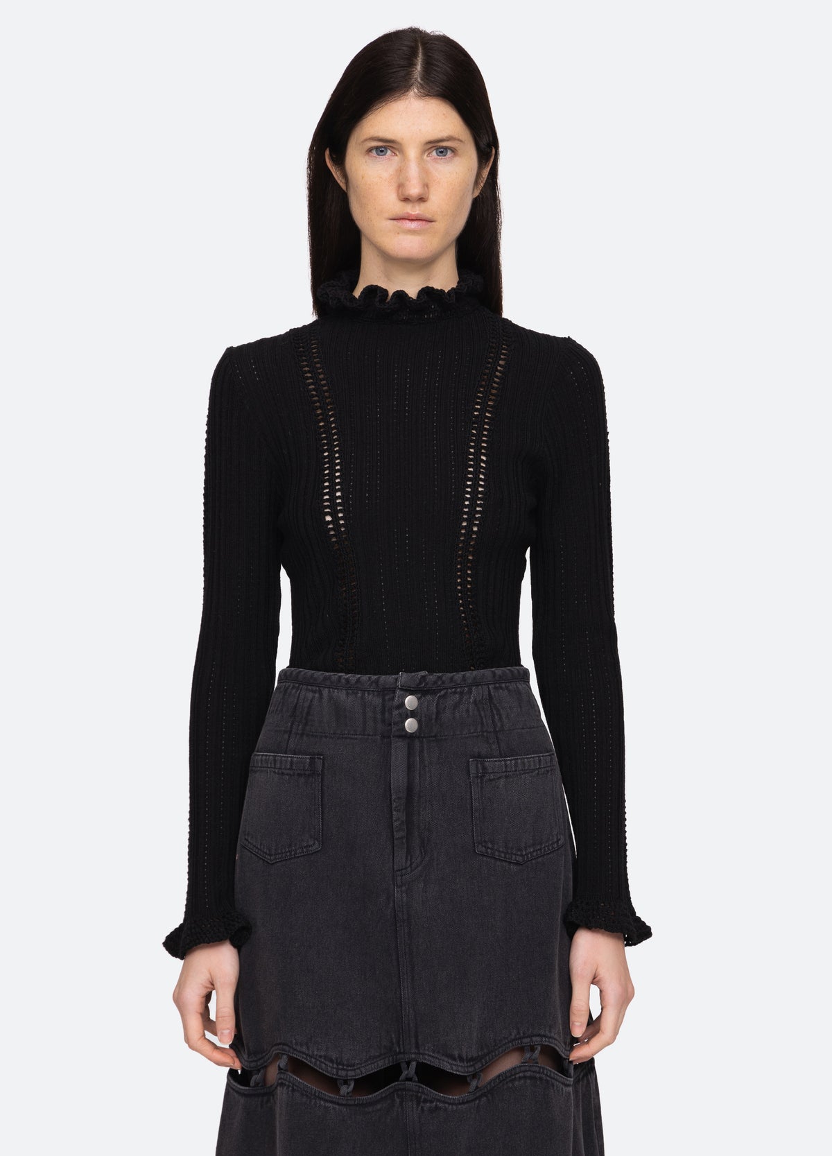 black-riva turtle neck top-front view