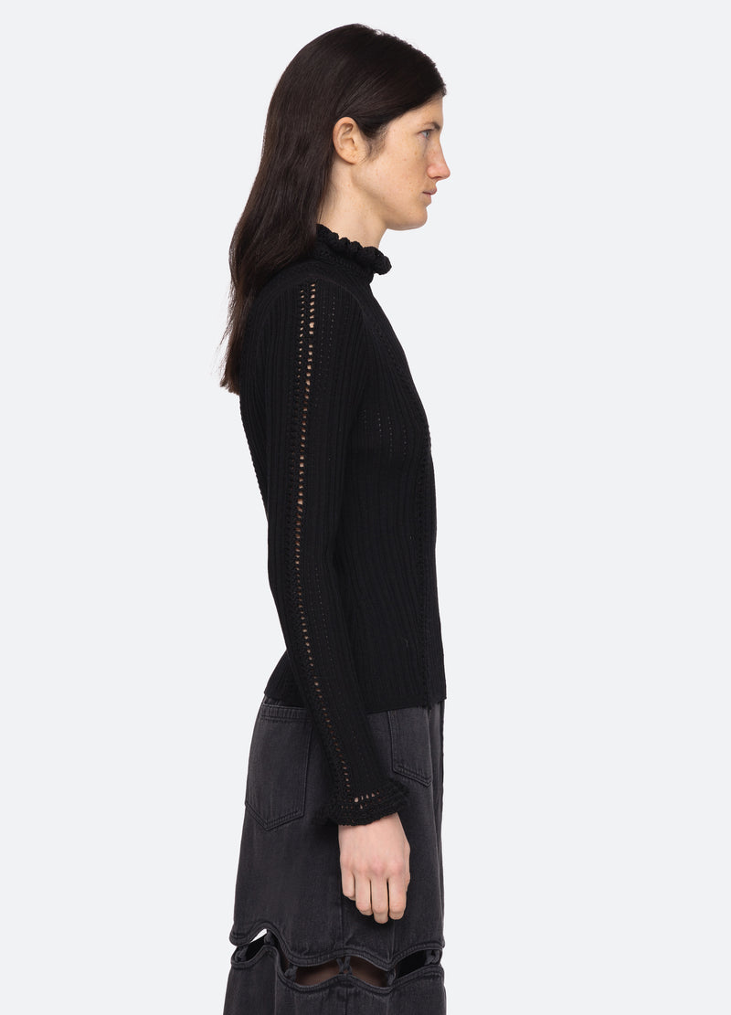 black-riva turtle neck top-side view - 4