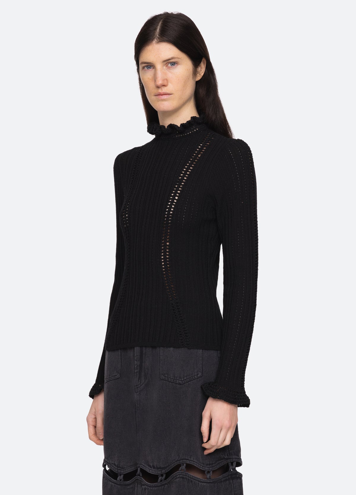 black-riva turtle neck top-side view - 2