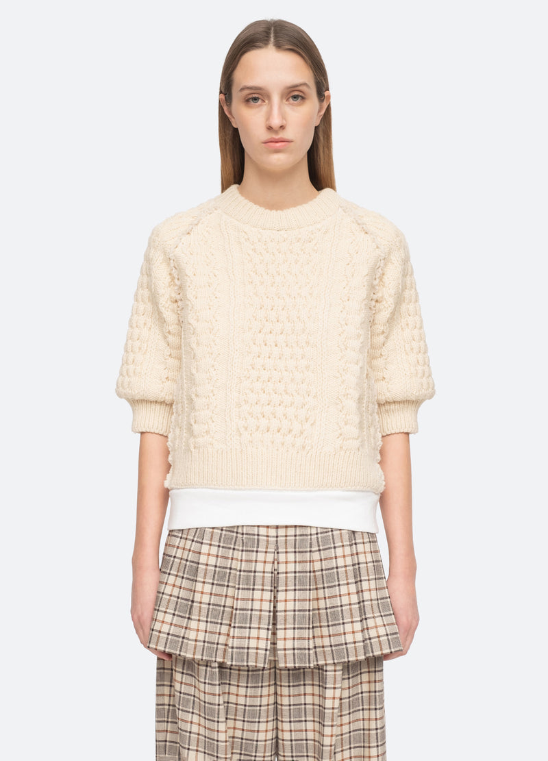cream-leni s/s sweater-front view - 5