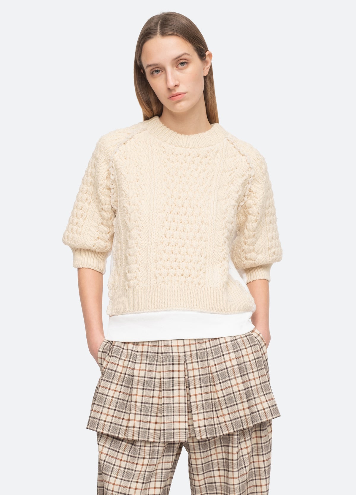 cream-leni s/s sweater-front view 2