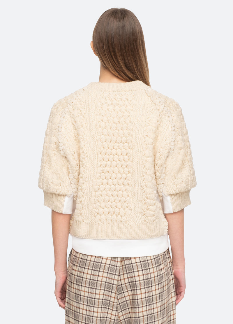 cream-leni s/s sweater-back view - 3