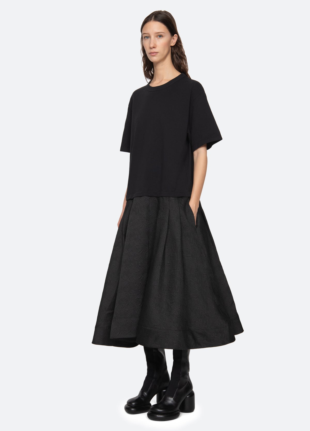 black-elegi t-shirt dress-three quarter view - 7