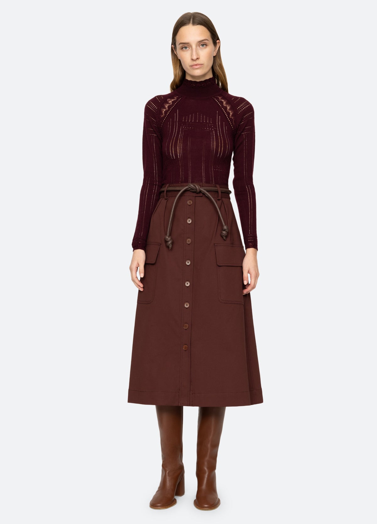 burgundy-kerith skirt-full body view - 2