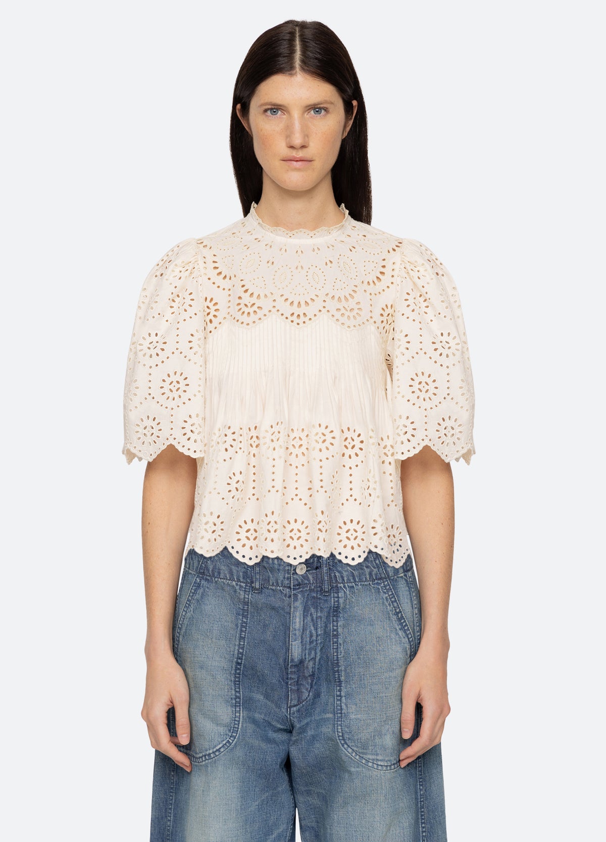 cream-lainey s/s top-front view 2 - 5