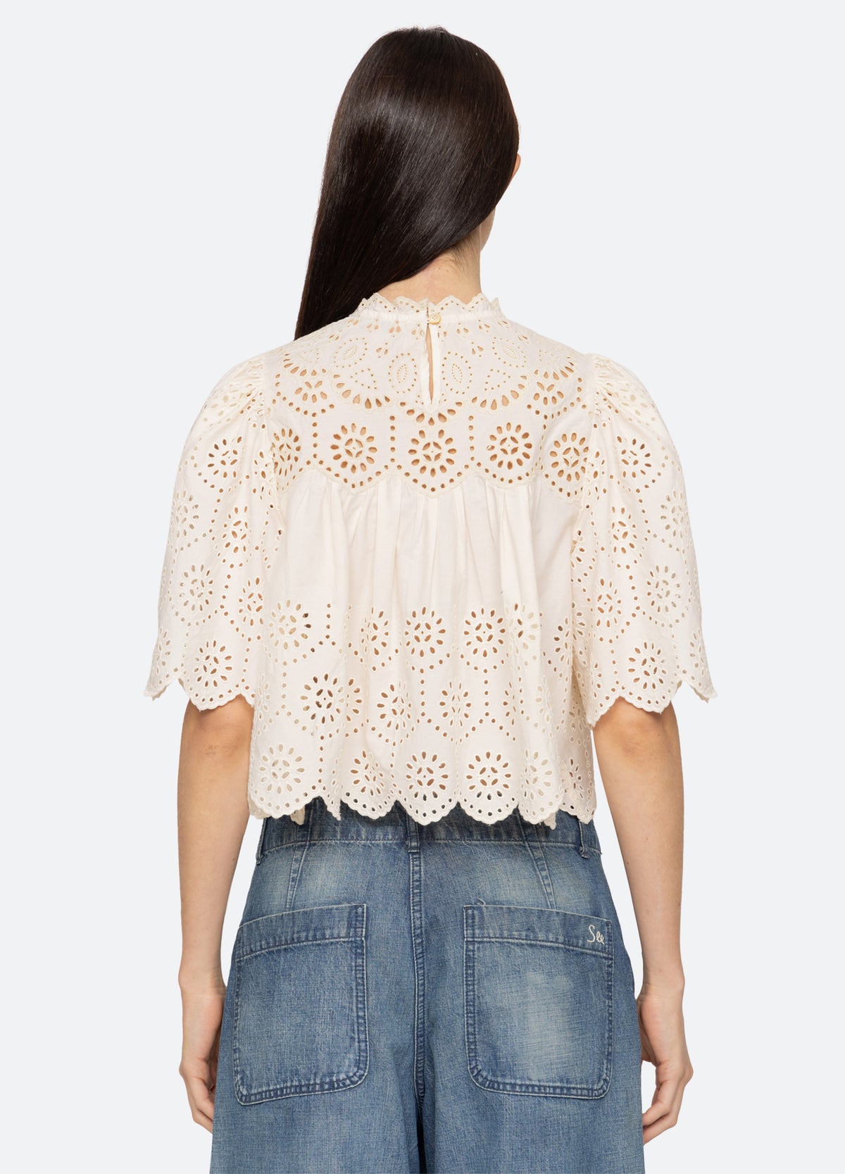 cream-lainey s/s top-back view - 2