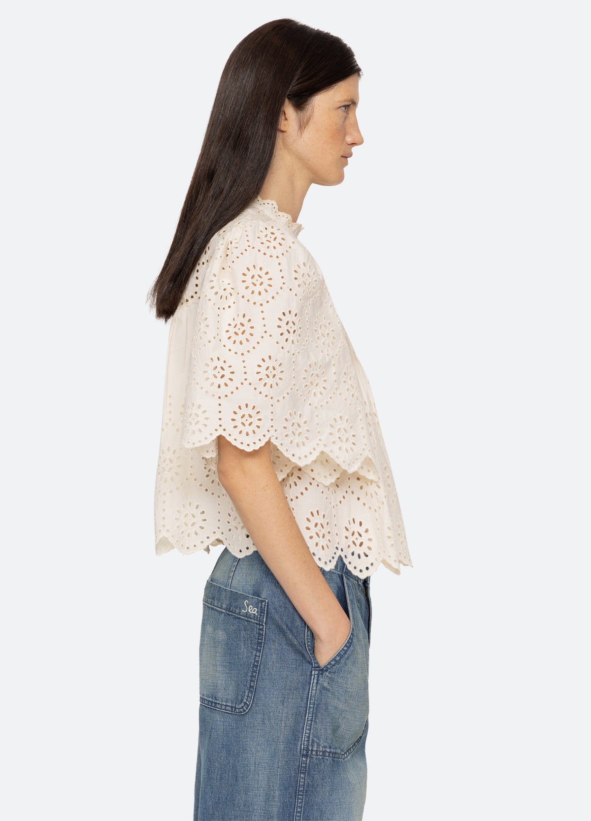 cream-lainey s/s top-side view - 3