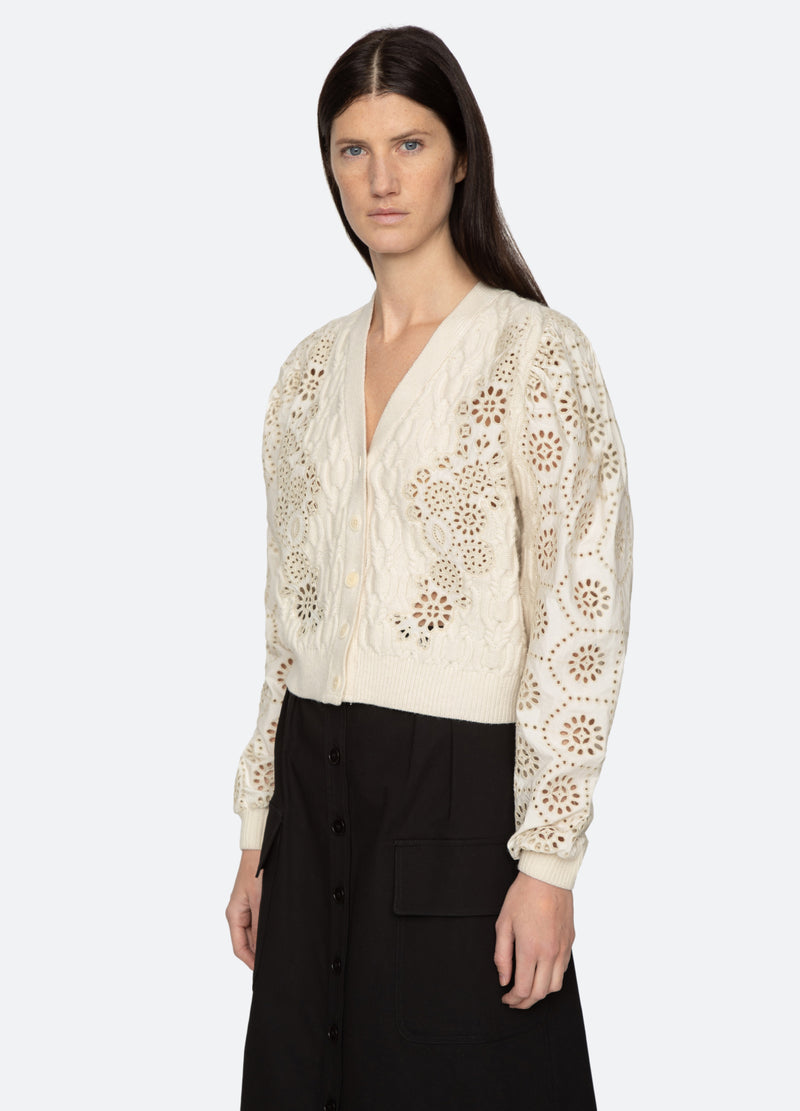 cream-lainey cardigan-three quarter view - 4