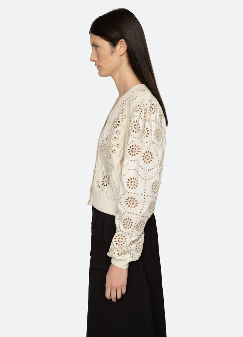 cream-lainey cardigan-side view - 3