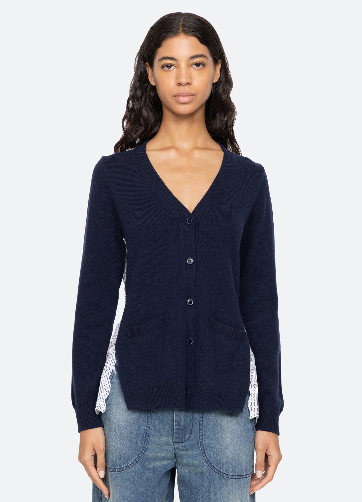 navy-lennon cardigan-front view - 3