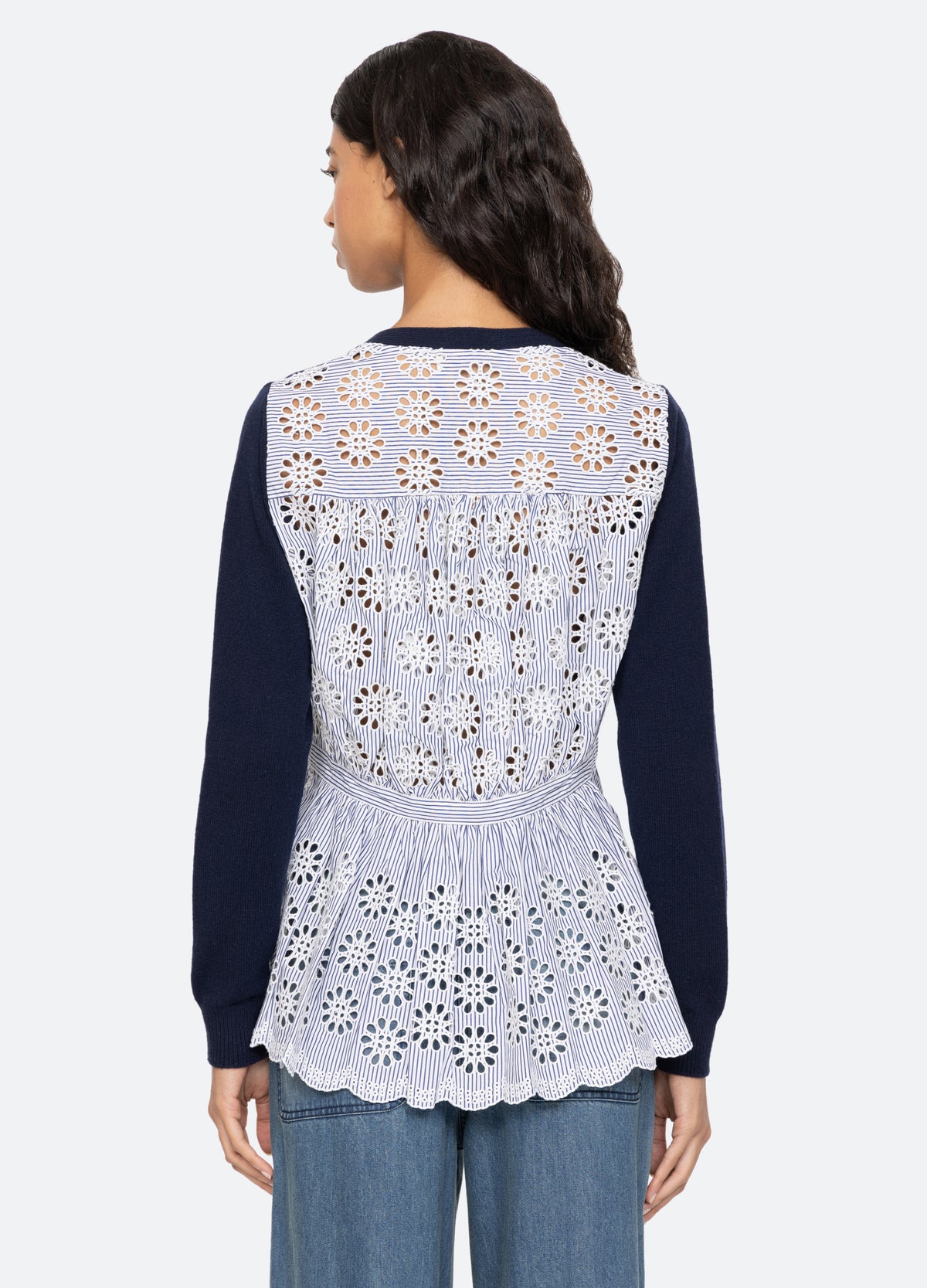 navy-lennon cardigan-back view - 2