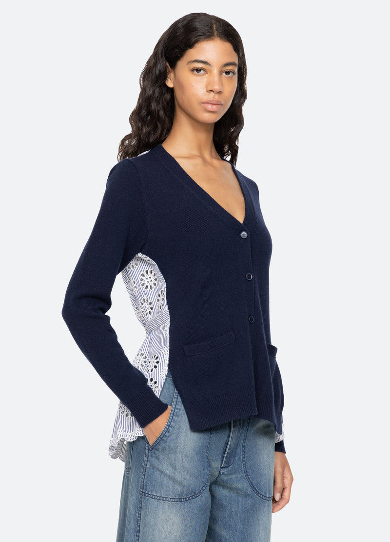 navy-lennon cardigan-three quarter view - 1