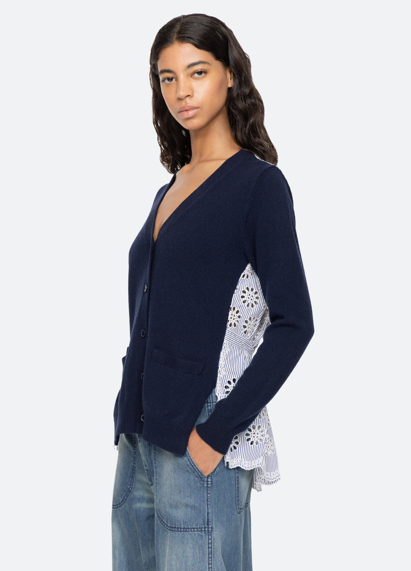 navy-lennon cardigan-feature view - 5