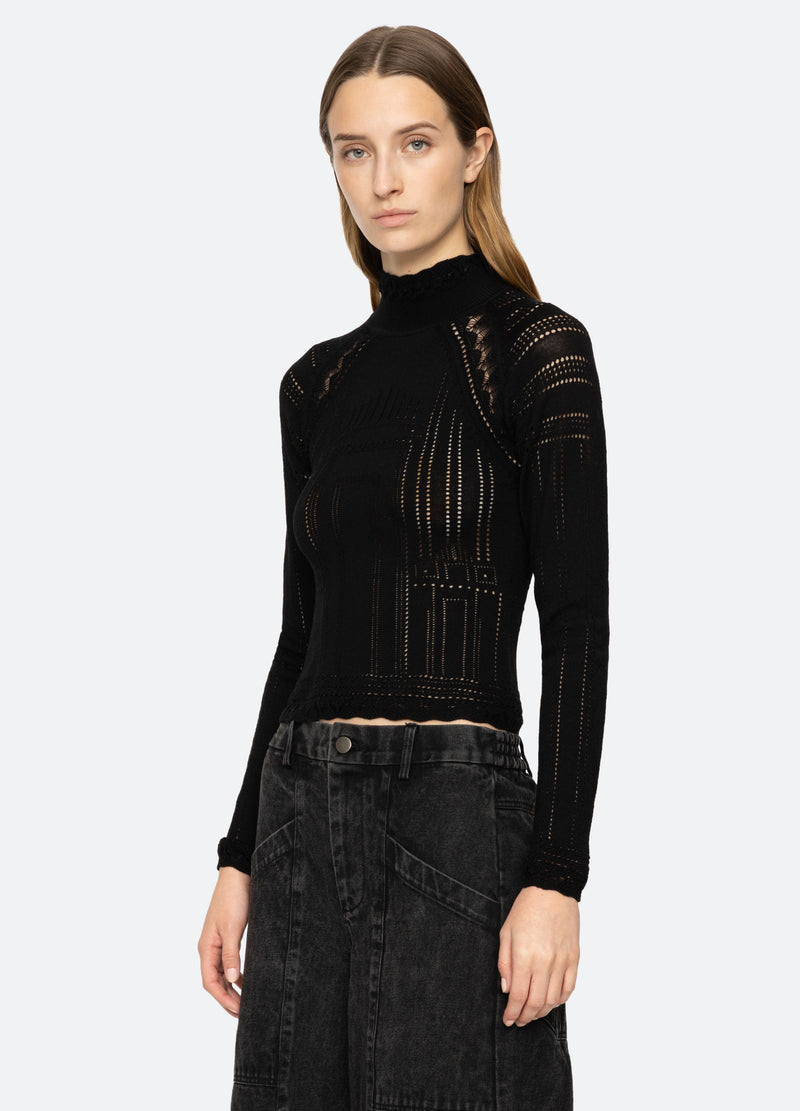 black-paxton turtleneck-three quarter view - 24