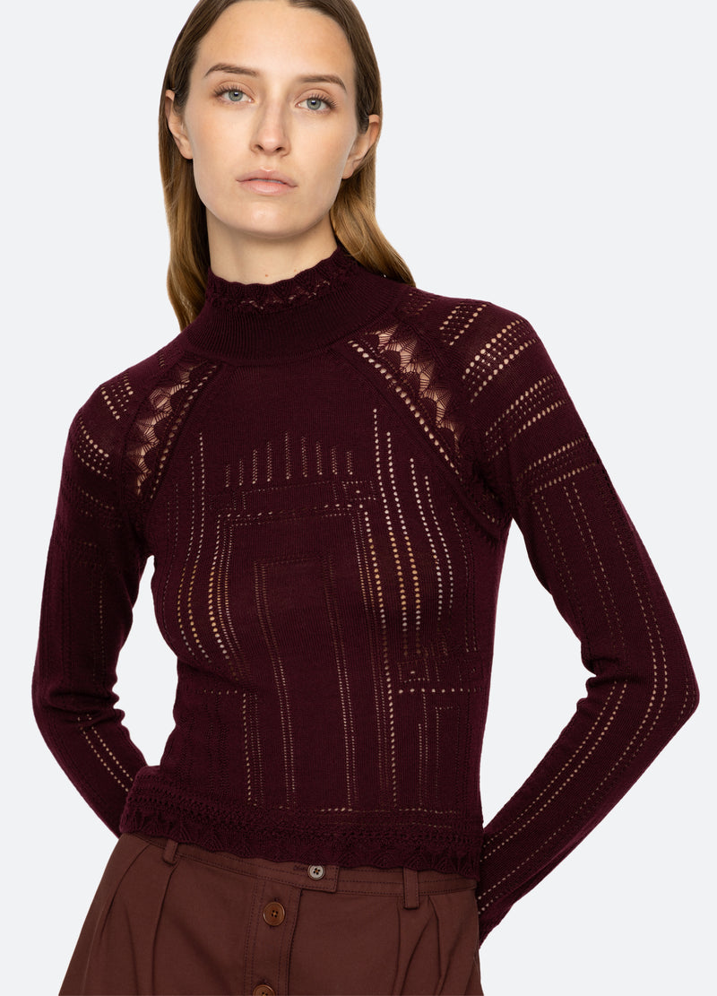 burgundy-paxton turtleneck-detail view - 5