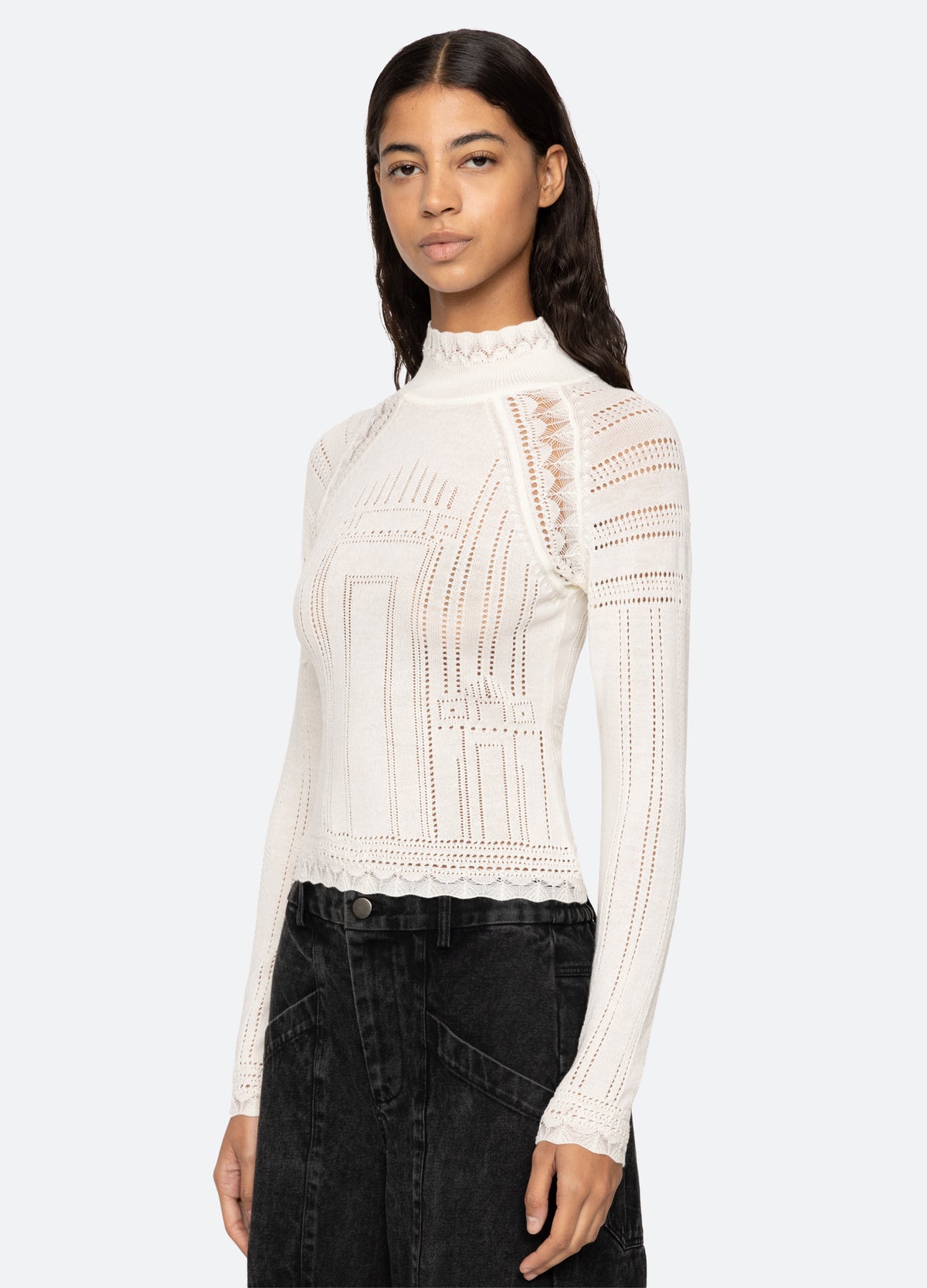 cream-paxton turtleneck-three quarter view - 10