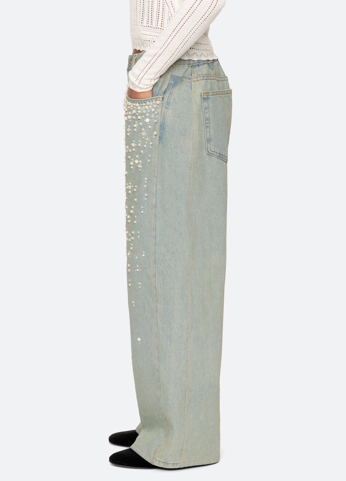 blue-perlette jeans-side view - 4