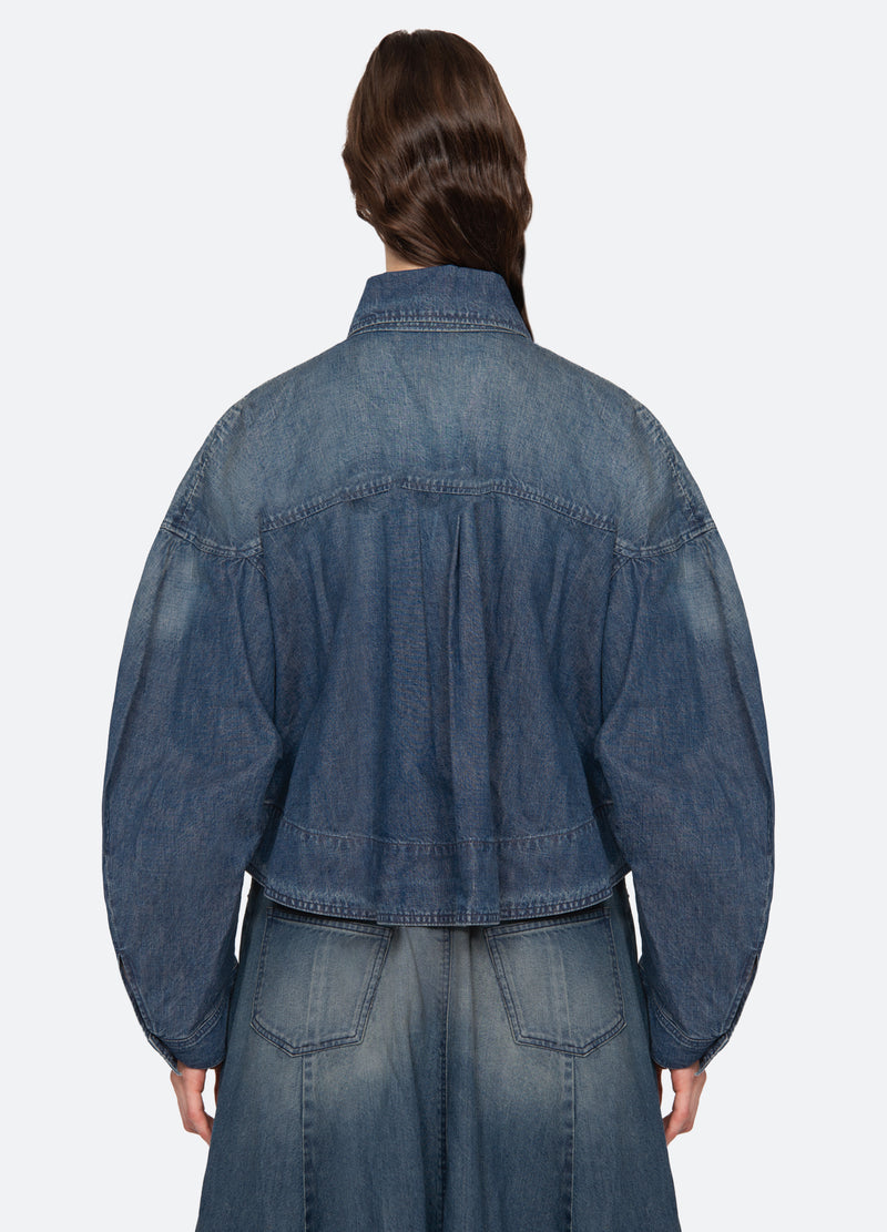 blue-amari shirt jacket-back view - 3