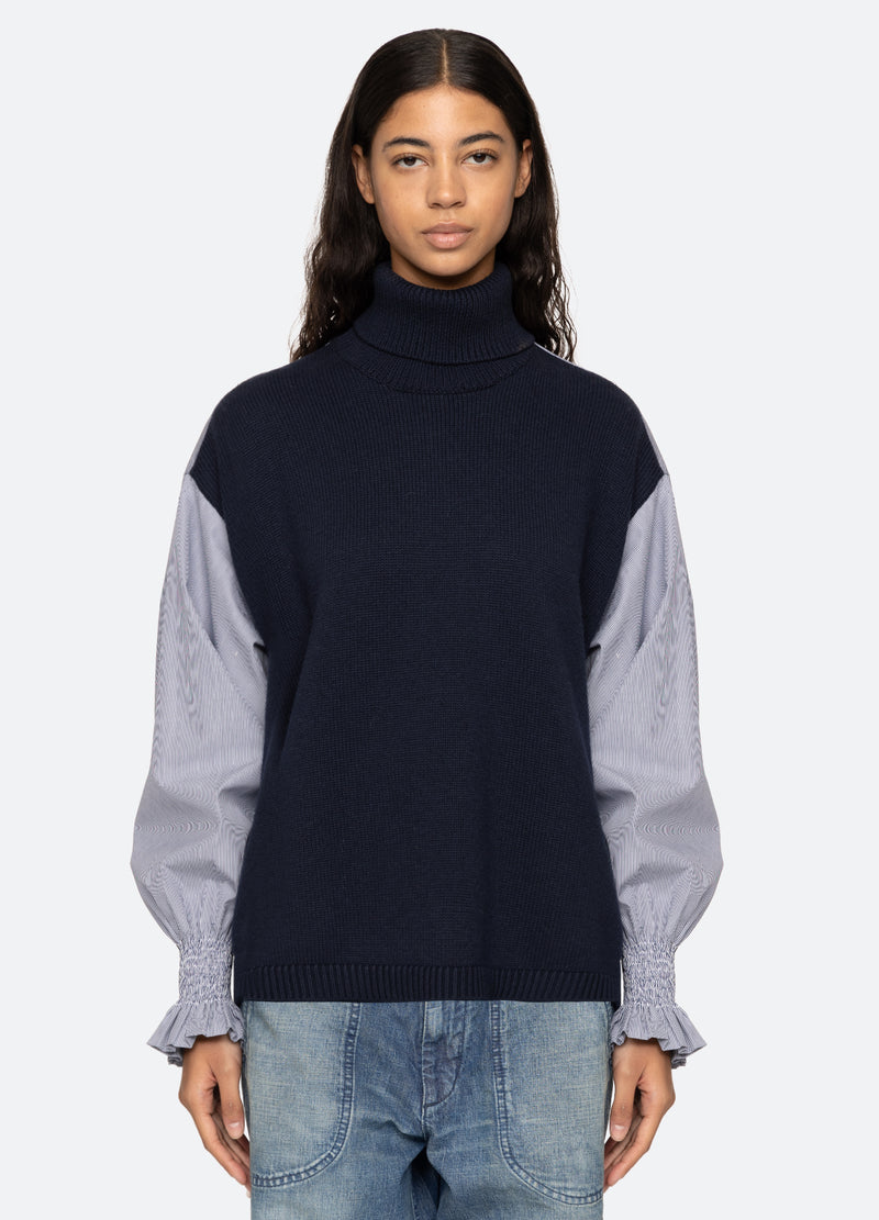 navy-devana combo sweater-front view 2 - 8