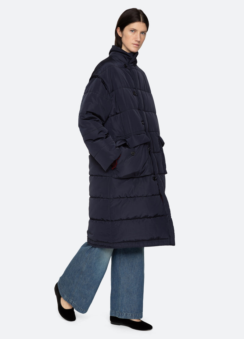 navy-estelle coat-walking view - 9