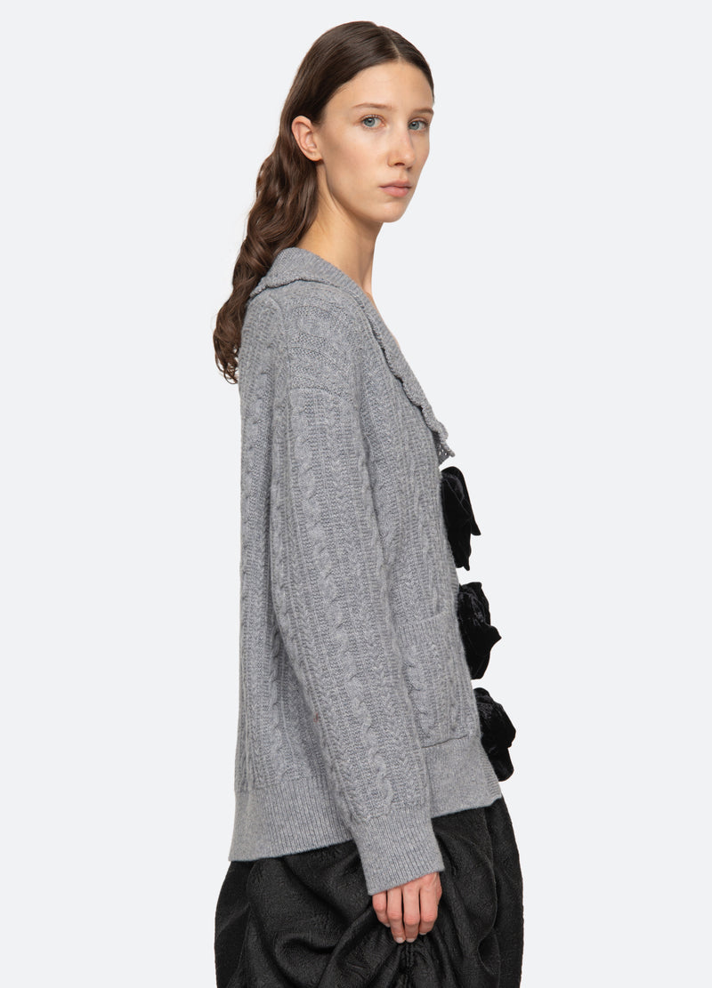 grey-mariella cardigan-side view - 3