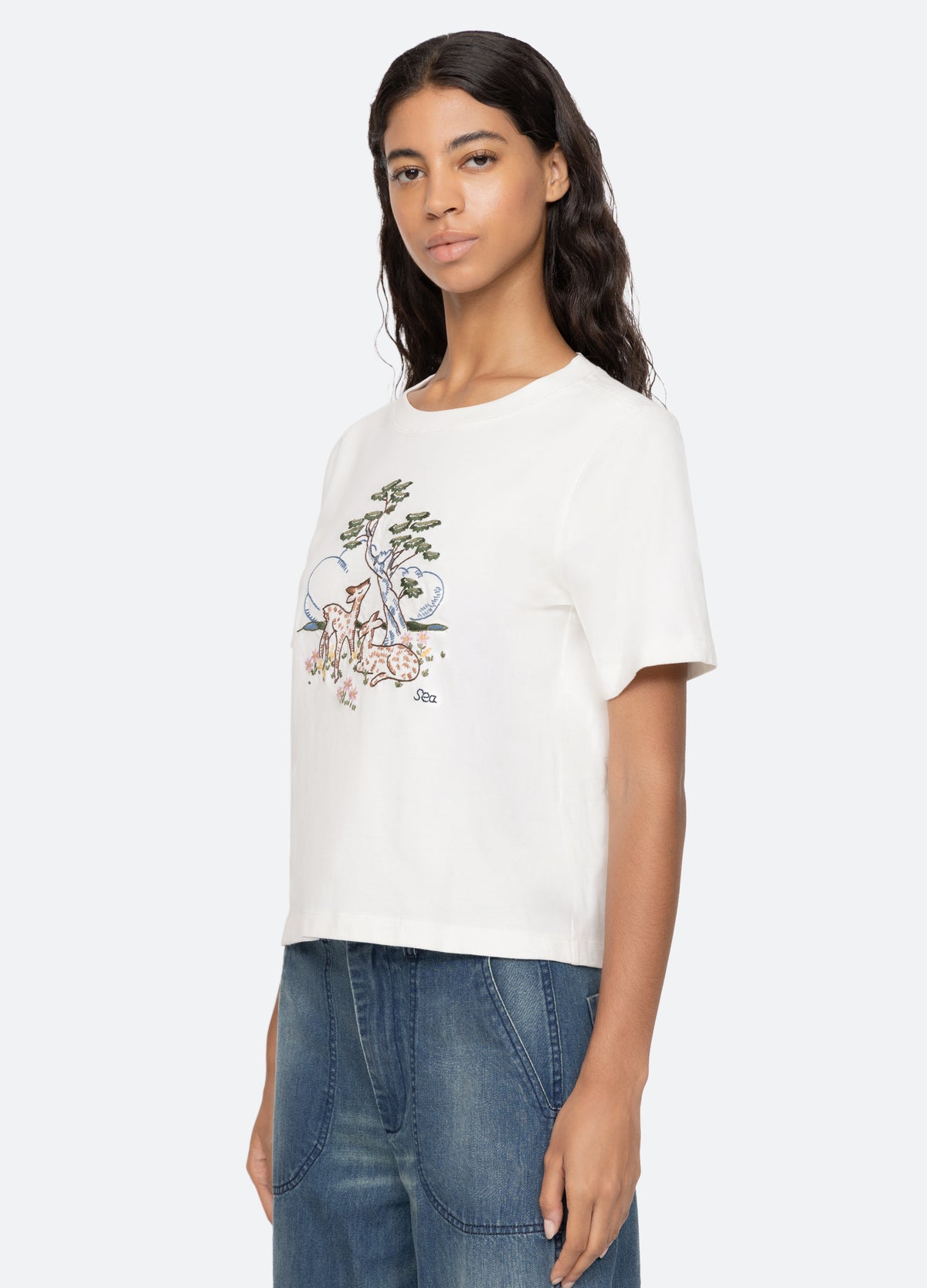 white-martha t-shirt-three quarter view - 4