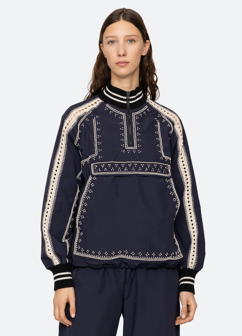 navy-millie windbreaker-front view - 2