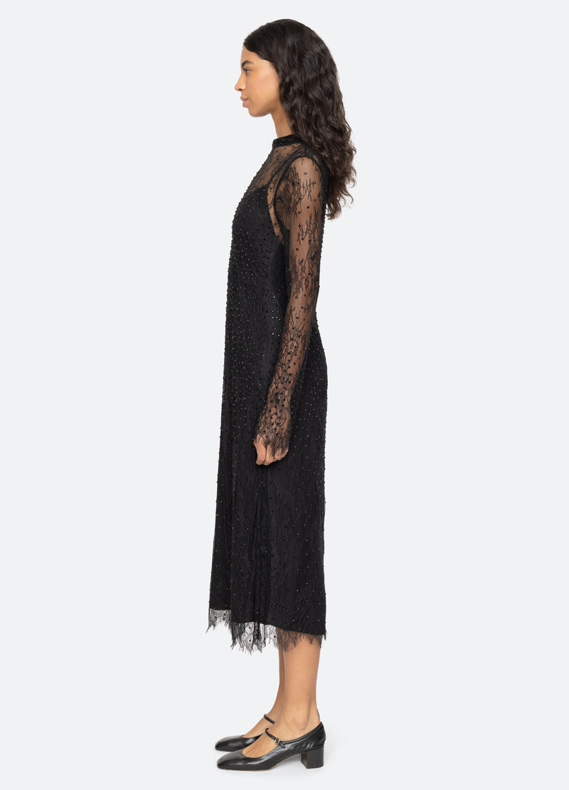 black-seraphina l/s dress-side view - 5