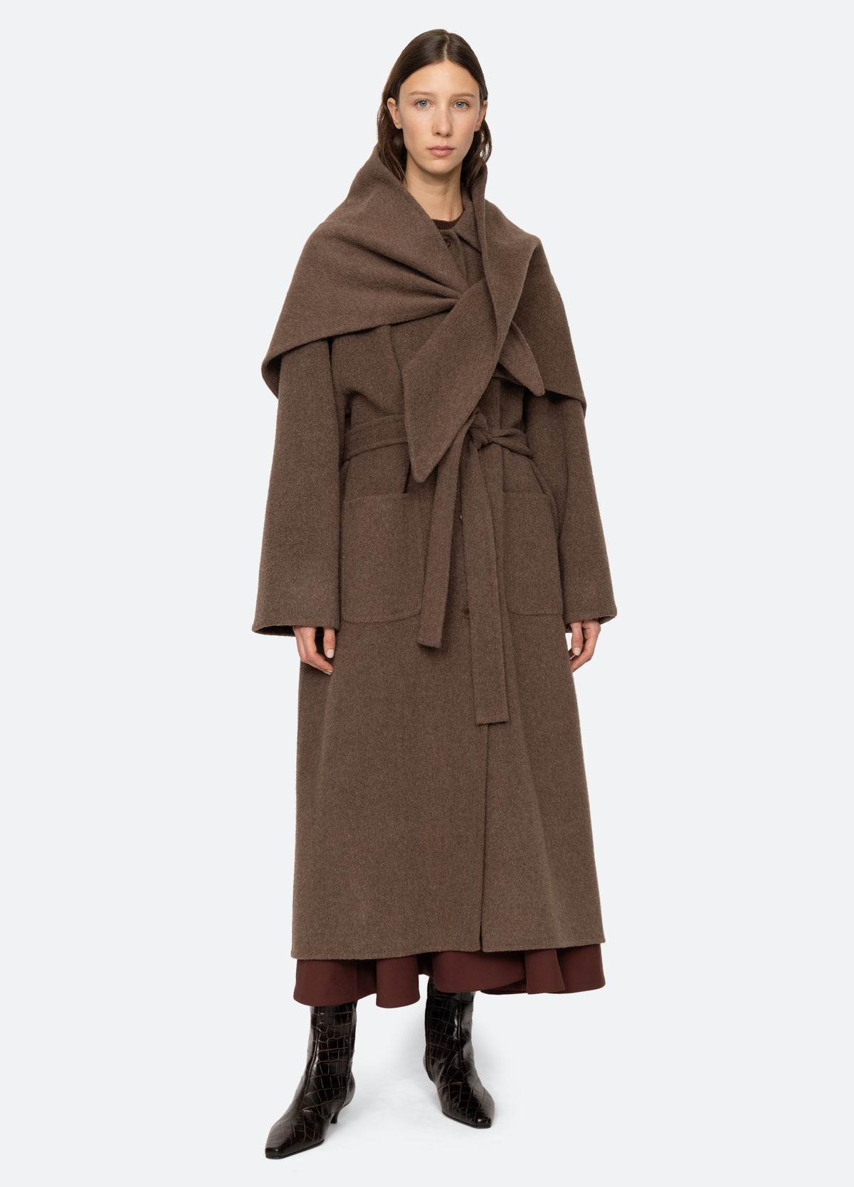 brown-viv coat-front view - 2