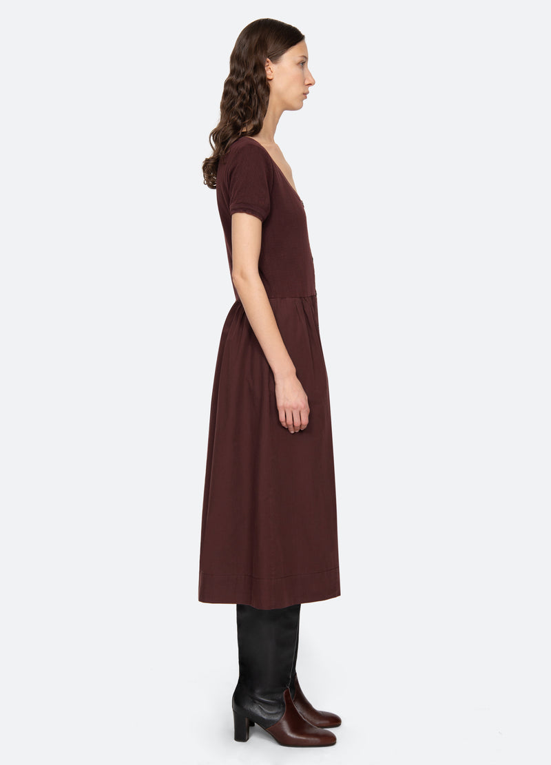 burgundy-renata dress-side view - 3