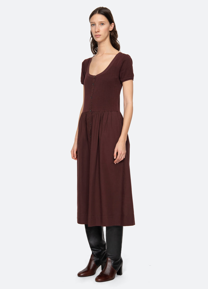 burgundy-renata dress-three quarter view - 4