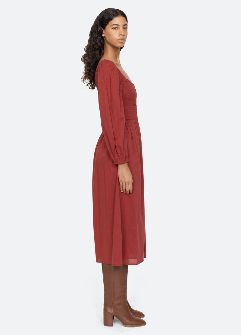 brick-renata l/s dress-side view - 4